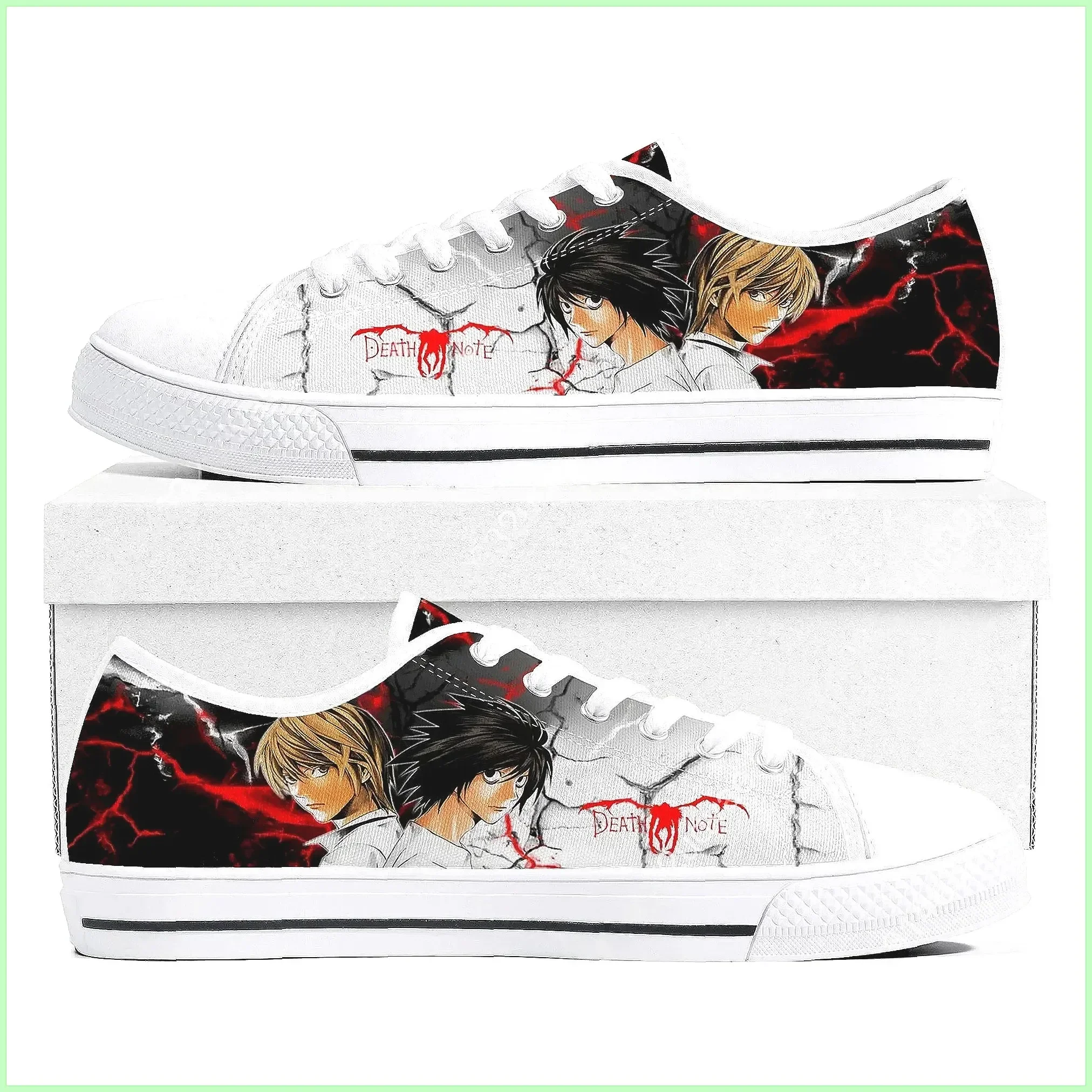 Custom Anime Death Note L Lawliet Canvas Sneakers, Unisex Low Top Couple Shoes