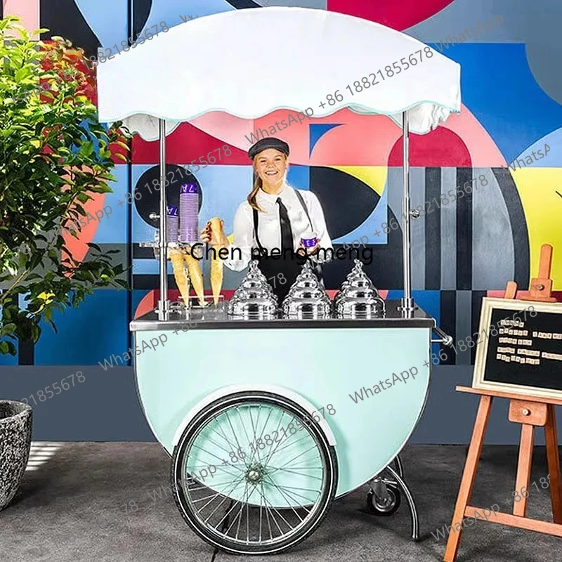 Shopping mall store display cart movable hand push ice cream business event promotion market cart