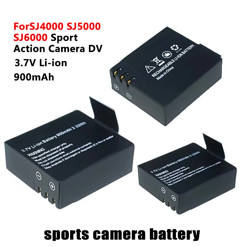 Batería recargable de iones de litio de 3,7 V y 900 mAh para cámara de acción deportiva Eken H9 SJ4000 SJ5000 SJ6000 SJ7000 SJ8000 WiFi M10 SJ5000x DV