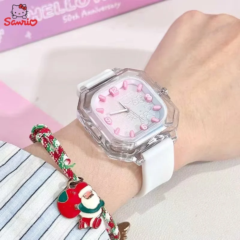 

Sanrio 50th Hello Kitty Joint Zgo Student Watch Jelly Silicon Square Watch Waterproof Night Light Watch Girls Birthday Gift