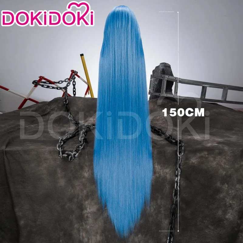 

2025 enen В НАЛИЧИИ Jinxx Передний парик шнурка Game DokiDoki-R Женщины 150 см Длинные волосы JinxxL Косплей Татуировки на пальцах Christma