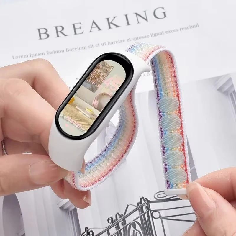 Pulseira de nylon para xiaomi mi band 8 sport miband8 nfc correa pulseira de substituição respirável banda inteligente 8 pulseira smartwatch