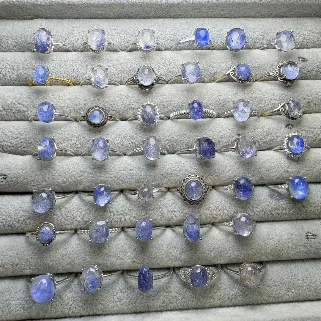 

1 шт. Fengbaowu натуральный дамортизитовый кольцо овальный кабошон стерлингового серебра 925 пробы кристалл Рейки целебный камень модные ювелирные изделия подарок