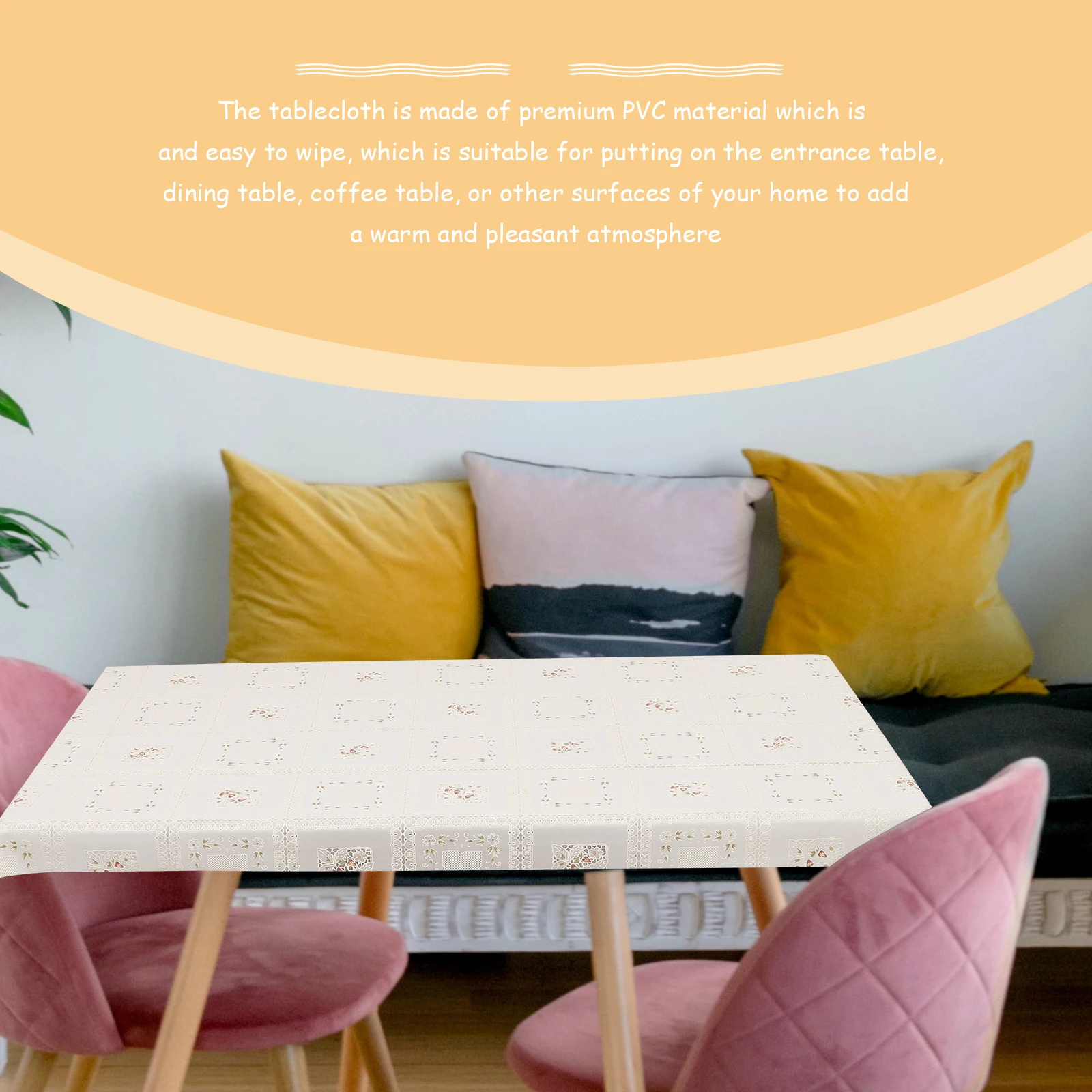 

Waterproof Tablecloth 70x136cm PVC Heat-resistant Table Cover Oil-proof Dining Decorative Greaseproof Protector Stain-resistant