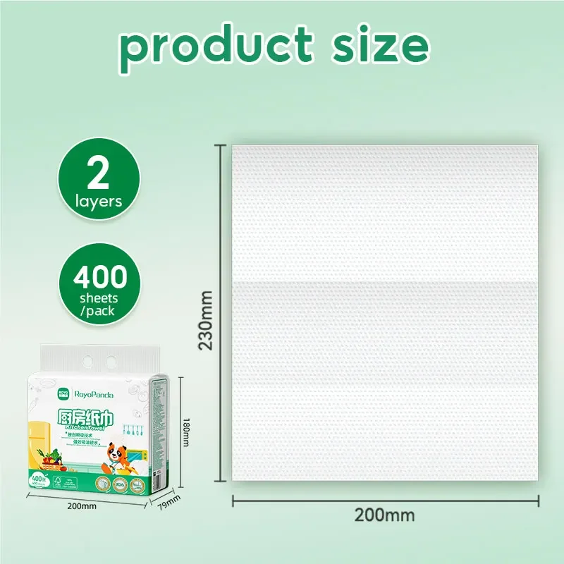 مناشف ورقية للمطبخ من RoyoPanda ماصة وناعمة وغير فلورية من لب الخيزران الأصلي مع ورق معلق معتمد من FSC #6