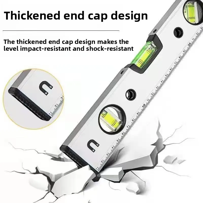 Магнитный торпедный уровень Duty, алюминиевый 3-флаконный противоударный пузырьковый уровень высокой видимости, инструмент для строительства, обработки металла