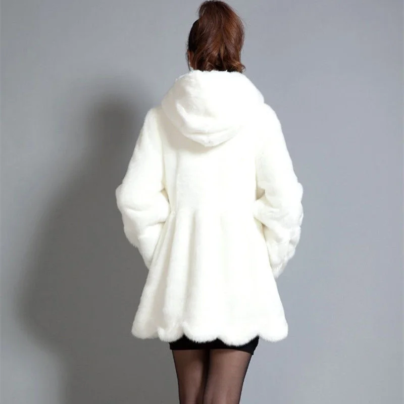 Large Size 12XL Fur Overcoat Women Fur Coat 2022 Autumn Winter Female Faux Mink Overcoat Women\'s Mid-length Hooded Jacket