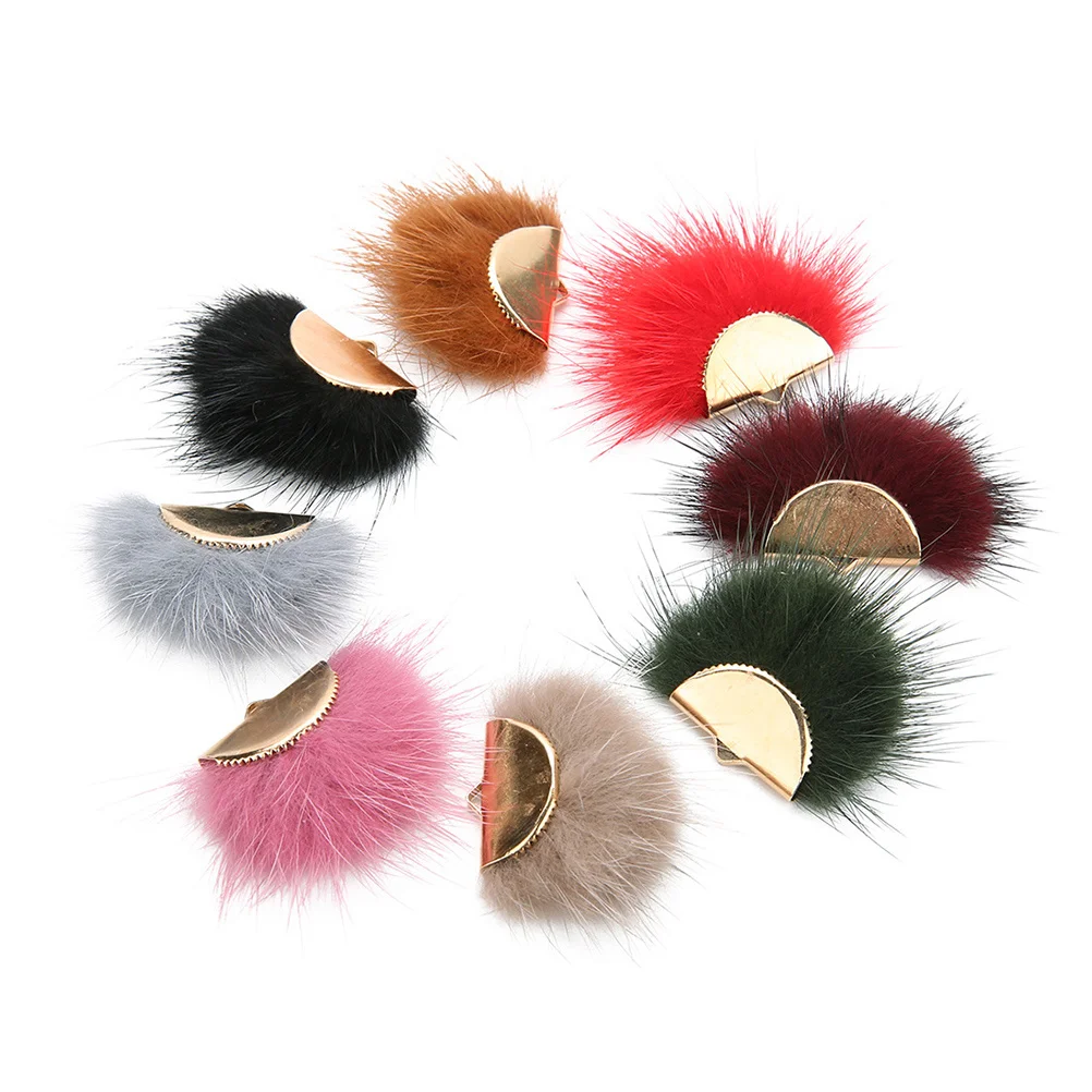 

5Pcs Mink Hair Fan Pendant Charm Set DIY Craft Kit for Necklace Bracelet Earring Keychain Jewelry Making Grey Pendant Charm