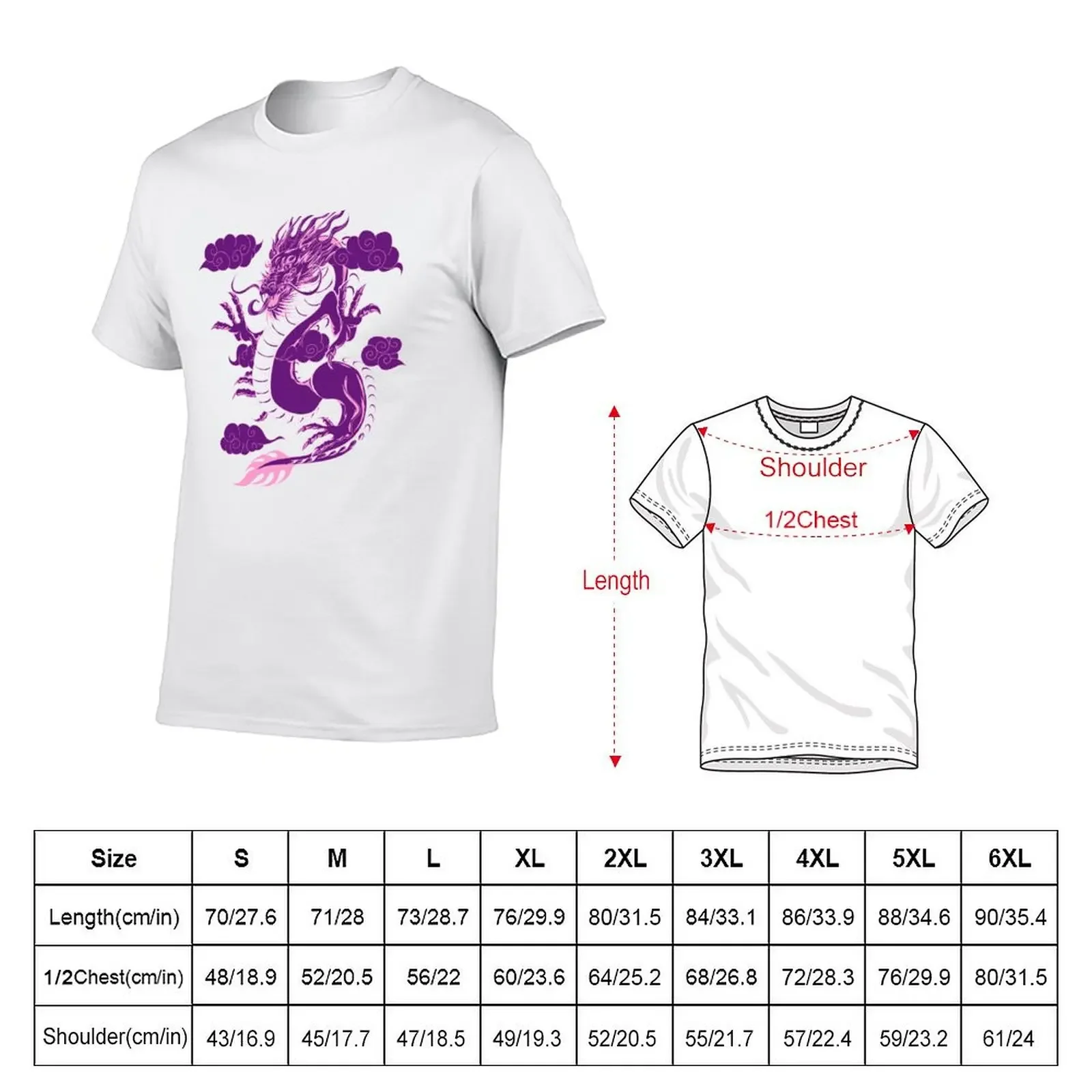 Purple and Pink Japanese Dragon T-Shirt designer shirts new edition street wear plus size tops mens champion t shirts