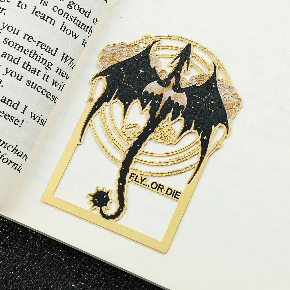 Free Flight Black Dragon Bookmark Anime Metal Bookmarks Stationery for Book Lovers Reading Markers for Men Women Teachers