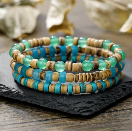 Fashionable personality wooden beads stone beaded bracelet men trendy hip-hop niche stacking bracelets men hand accessories