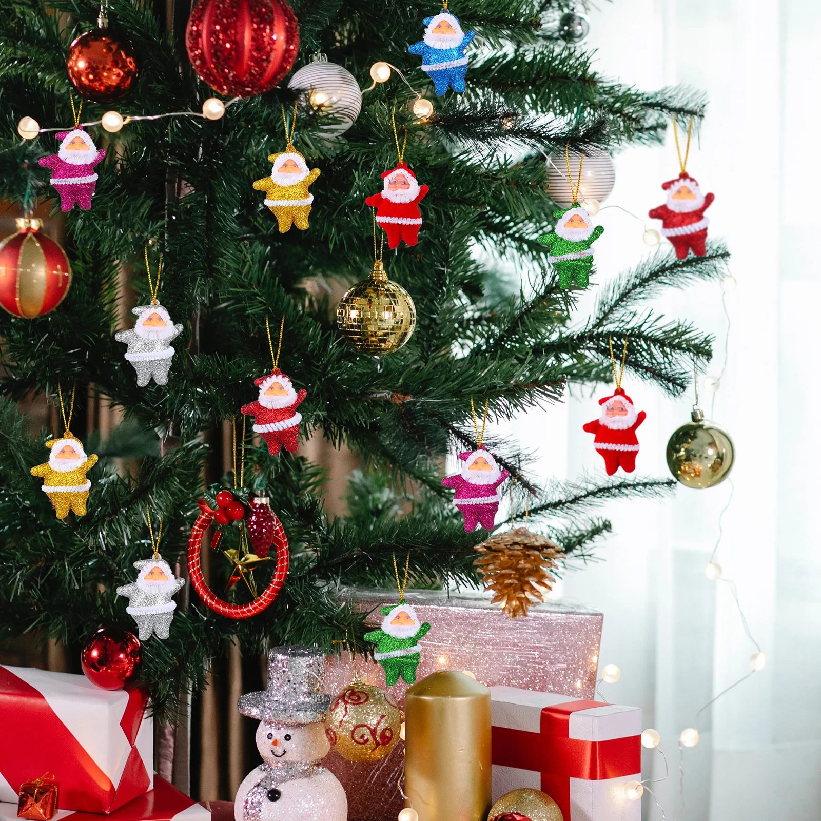 

24Pcs Santa Hanging Decor Xmas Ornaments for Christmas Tree Home Party Garden Xmas Pendant Christmas Adornment Decoration