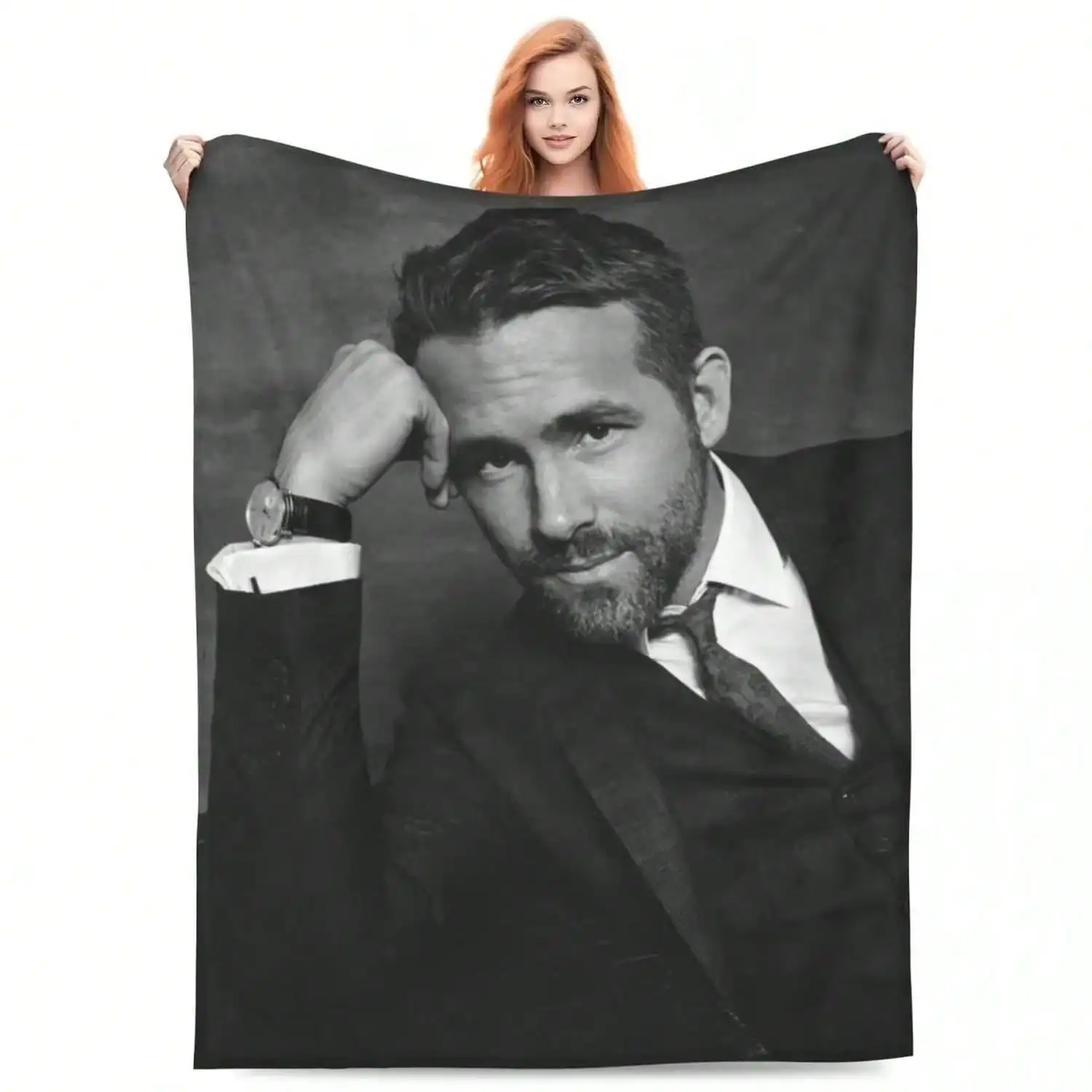 R-Ryan Reynolds Flannel Blanket Handsome Actor Soft Warm Bedding Throws For Couch Chair Picnic Novelty Bedspread Sofa Bed Cove