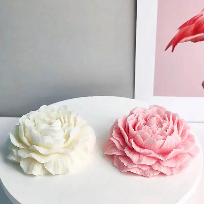 3D Large Peony Silicone Candle Mold DIY Handmade Creative Flower Aromatherapy Plaster Resin Soap Making Supplies Kit Home Gifts