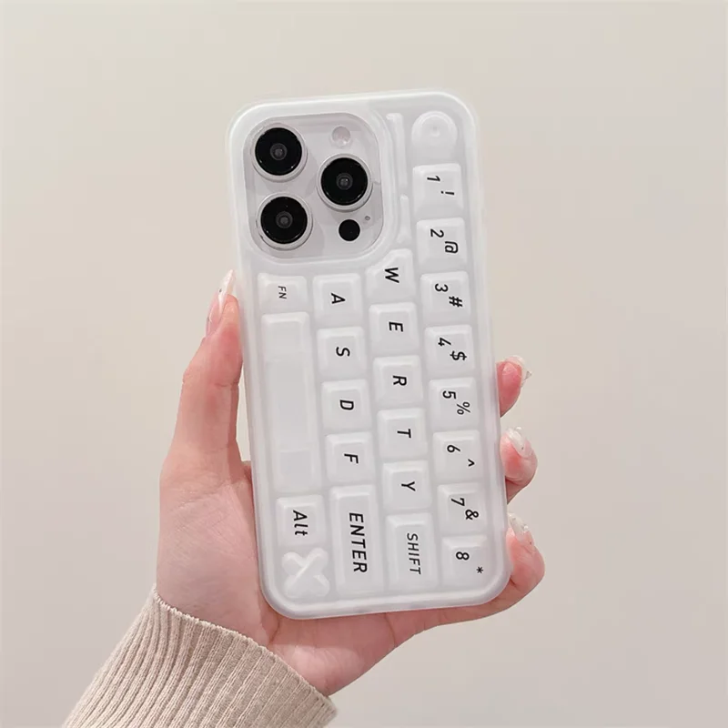 Simple English Letters Case Compatible for IPhone 16 11 15 12 13 14 Pro Max Luxury Stress Relief Entertainment 3D Keyboard Cover