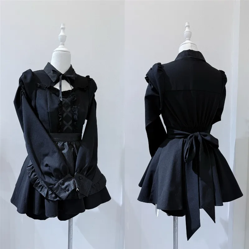 2025 الشتاء الذاتي دعم فستان السراويل خادمة الزي اليابانية Rojita نمط الحلو لطيف سليم صالح سراويل قصيرة قطعتين مجموعة #6