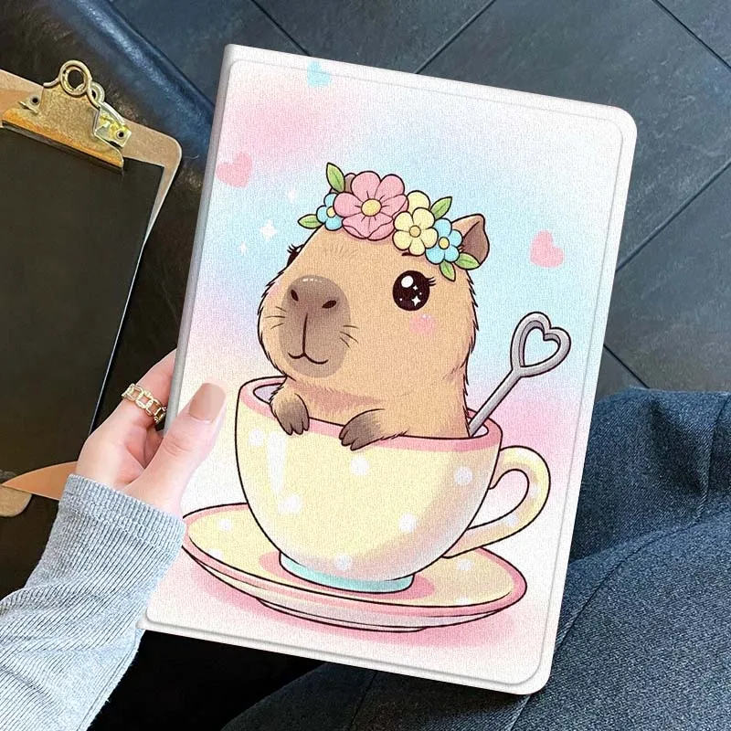 capa-de-tablet-art-cute-capybara-para-ipad-pro-air-mini-11-1-2-3-4-5-6-7-7ª-geracao-129-13-79-83-m3-m4-polegadas