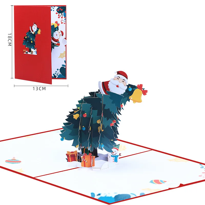 

10pcs Handmade Santa Claus Christmas Ornaments 3D Pop UP Greeting Invitation Card Wish Mom Thanks Wedding Birthday Party Gift