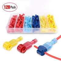 120 PCS T-Tap Wire Connectors, Self-Stripping Quick Splice Electrical Wire Terminals, Insulated Male Quick Disconnect Spade Term
