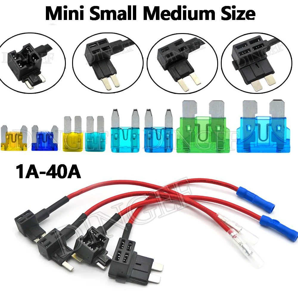 1Set 12V 25A 30A 40A  Mini Small Medium Size Car Fuse Holder Add-a-circuit TAP Adapter with ATM Blade Fuse Micro Mini 10A 5A 20A