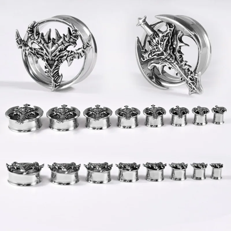 1pair Stainless Steel Personalized Punk Monster Double Speaker Earlobe Irregular-shaped Ear Expansion Ring Piercing Ear Jewelry