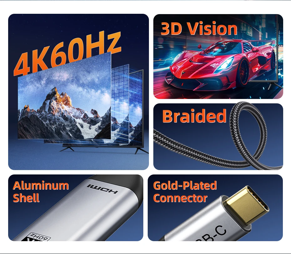 CABLETIME HDMI zu USB Typ C Adapter 4K 60Hz USB 3.1 für iPhone MacBook Pro Air iPad Samsung USB C zu HDMI Konverterkabel – Detail 2