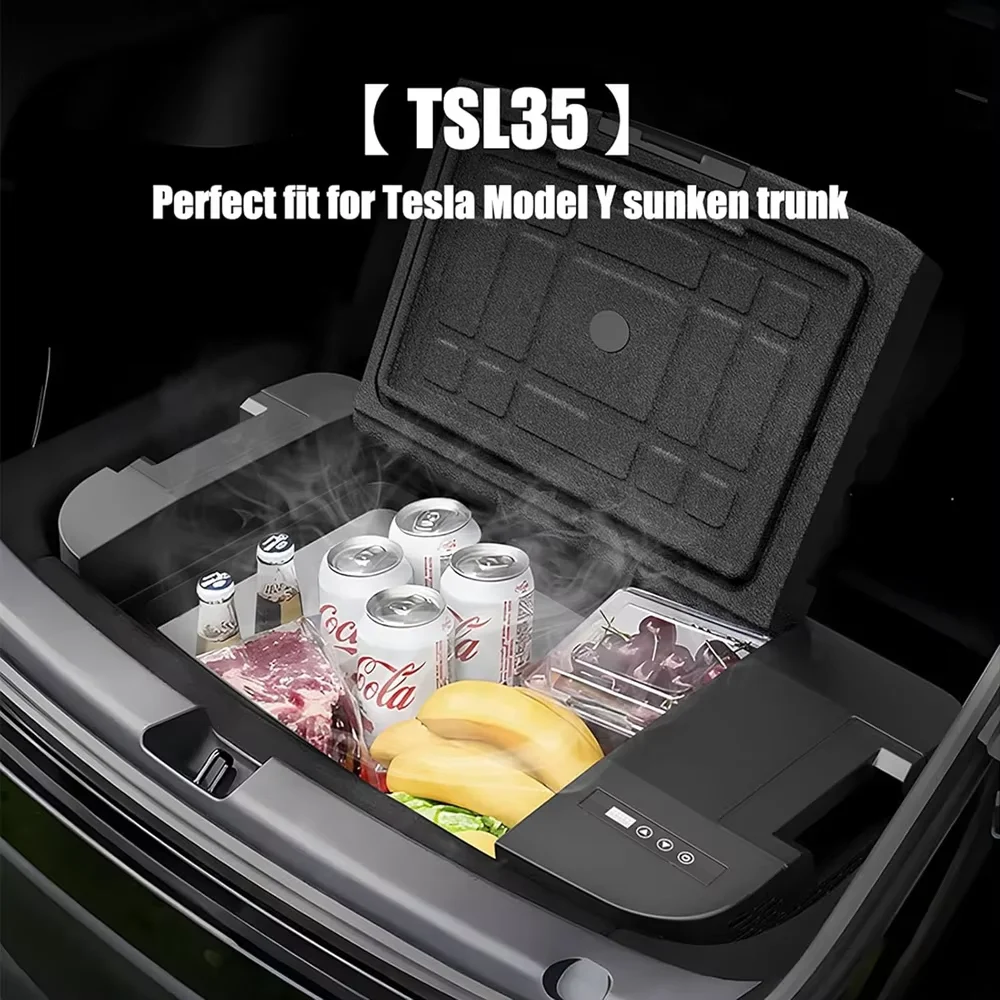 TSL35 Frigorifero portatile per auto per Tesla Y, congelatore per auto da 37qt (35L), frigorifero a raffreddamento rapido -4 ℉ ~68 ℉ , 12/24 V CC per esterno, campeggio