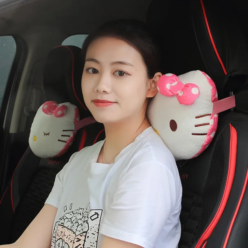 Hello Kitty Car Headrest Car Neck Pillows Cute Cartoon Plus for All Vehicles Automobiles Interior Decoration Accessories Gift