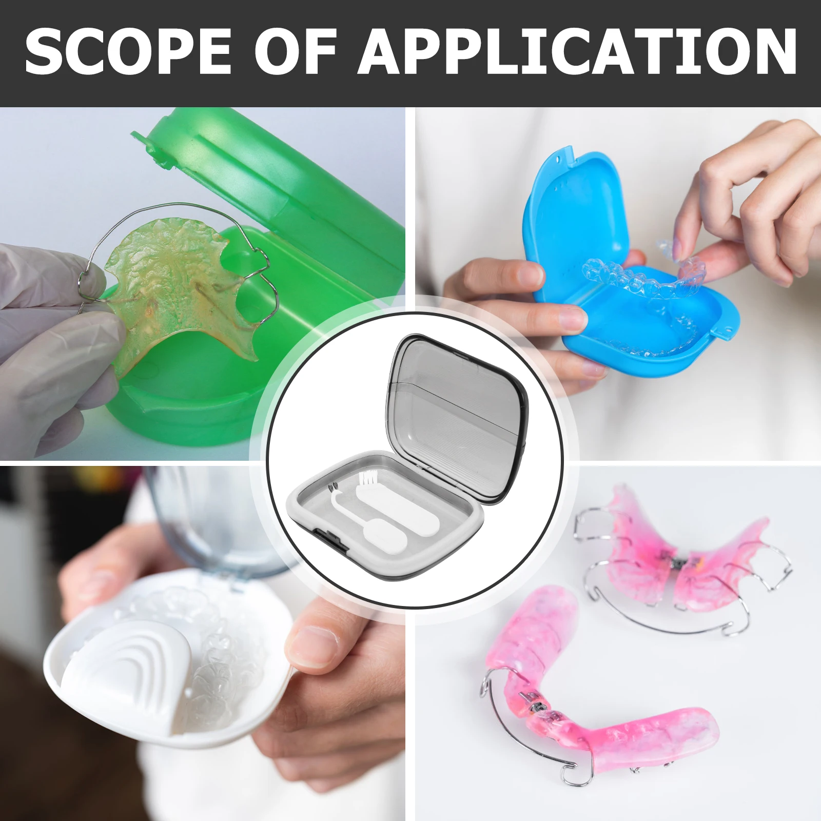 

1 set 1 Set Household Case Portable Denture Box Travel Retainer Container Compact Lightweight Durable Locking Closure Easy Carry