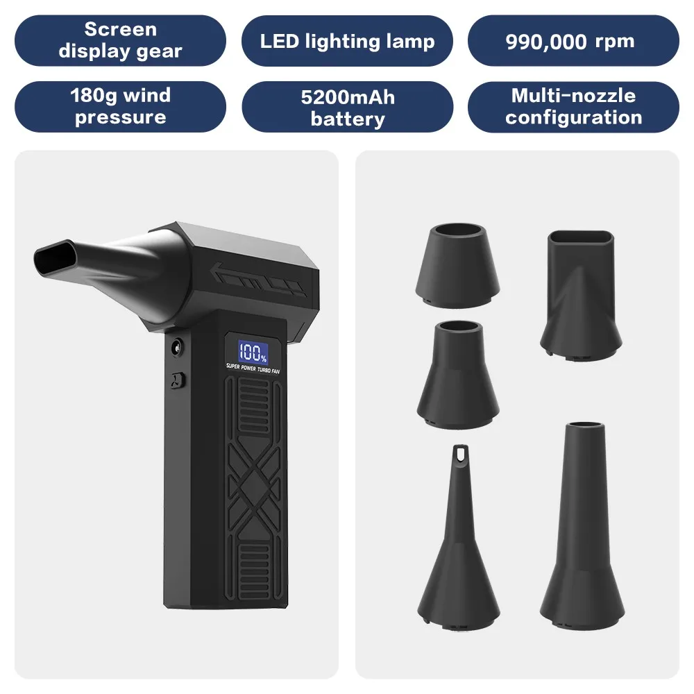 P80-Gebläse, 990000 U/min, Turbo-Jet-Lüfter, 4 Gänge, Geschwindigkeit einstellbar, elektrischer Luftstaubsauger, Typ-C-Aufladung, leistungsstarkes Luftgebläse, sauberes Werkzeug
