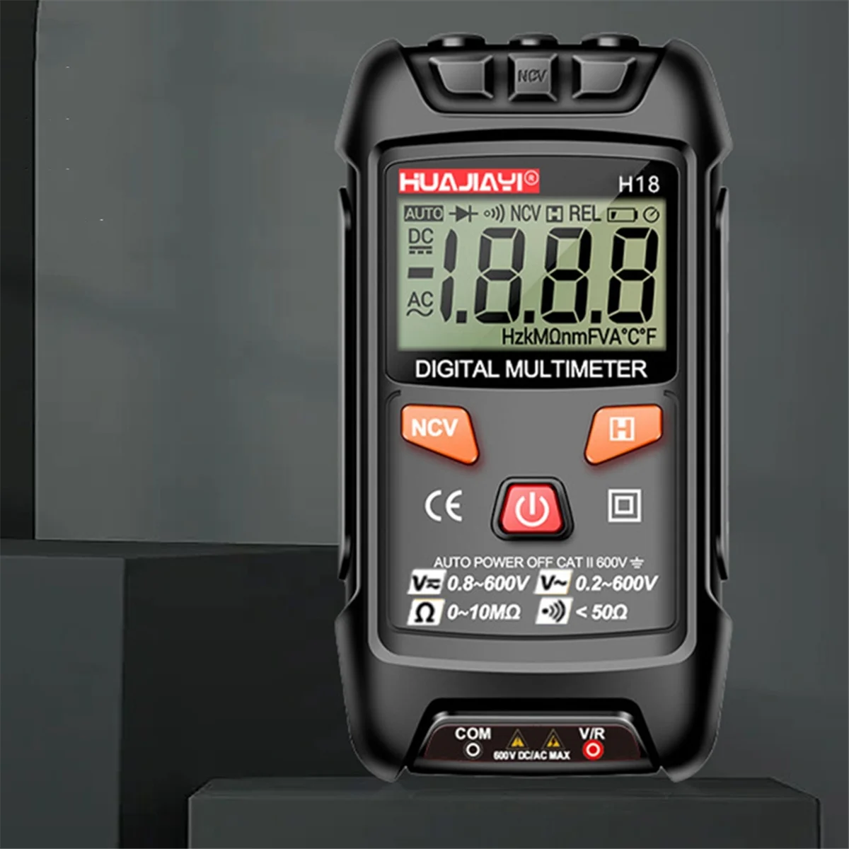 [Em estoque] H18 Mini Multímetro Digital Medidor de Tensão 1999 Contagens Multimetro Ohm NCV Ferramentas Elétricas Preto