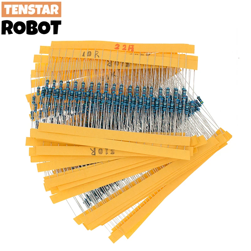 30 Kind 1/4W Resistance 1% Metal Film Resistor Assorted Kit Each 20 Total 600pcs 47Ω/220Ω/1K/10K/47K/68K/100K/220K/1M