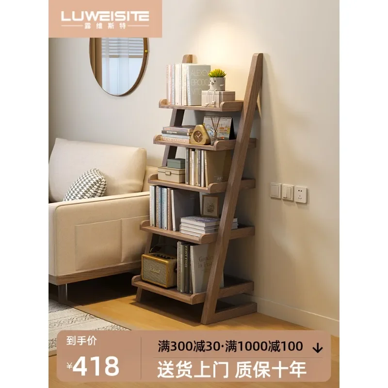 

Rubest solid wood bookshelf shelf floor net celebrity children's simple bookcase home living room against the wall storage shelf