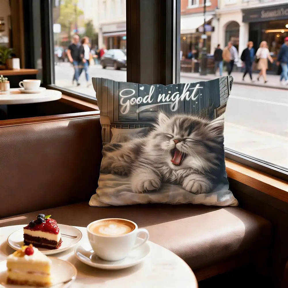 Animal Cute Cat Cushion Cover Decorative Cushions Covers Sofa Pillow 60x60 50x50 45x45 40x40cm Pillowcase