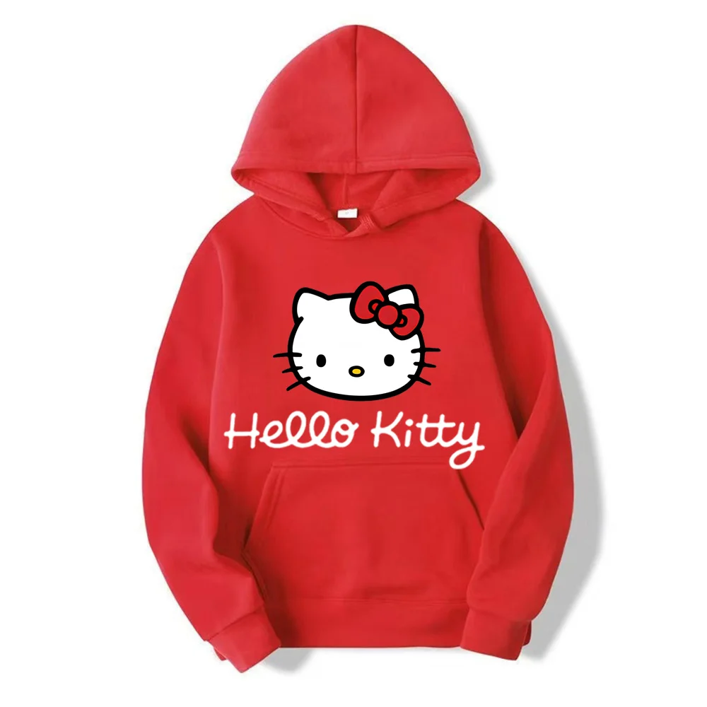 Yeni Hello Kitty Anime Hoodie rahat kazak erkek polar kazak Y2k Couples dera çiftler baskı Hoodies ceket çocuk giysileri kızlar