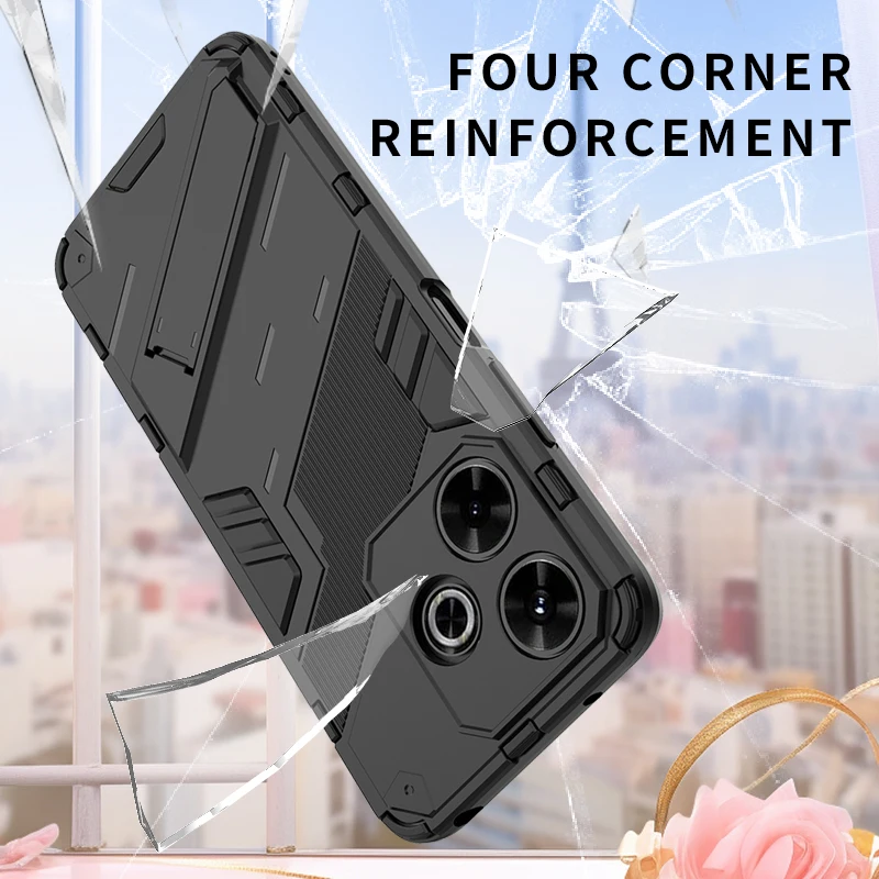 Shockproof Armor Camera Protective Hard Plastic Shockproof Bracket Case For Xiaomi Redmi 13 4G Note 13R 5G POCO M6