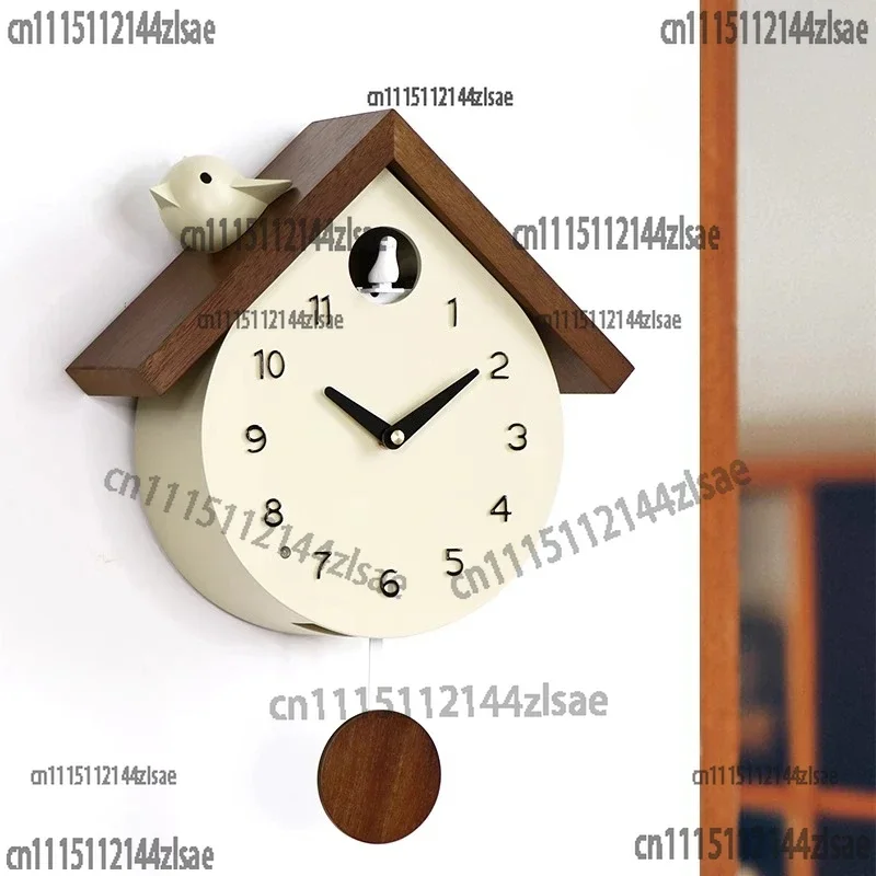 Wood Bird's Wall Clock Creative Children's Room Wall Decor Vintage Style Entrance Hanging Timepiece Living Room Home Accessories
