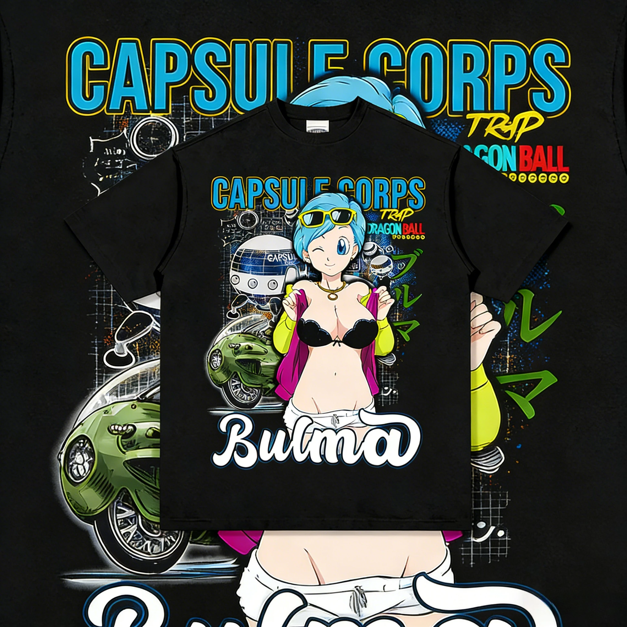 2026 Sommer Dragon Ball Oversized T-Shirt – Hochwertiges 100% Baumwoll-T-Shirt mit Bulma Capsule Corps Aufdruck, Unisex, Retro, Lässig, Fitness-Tee