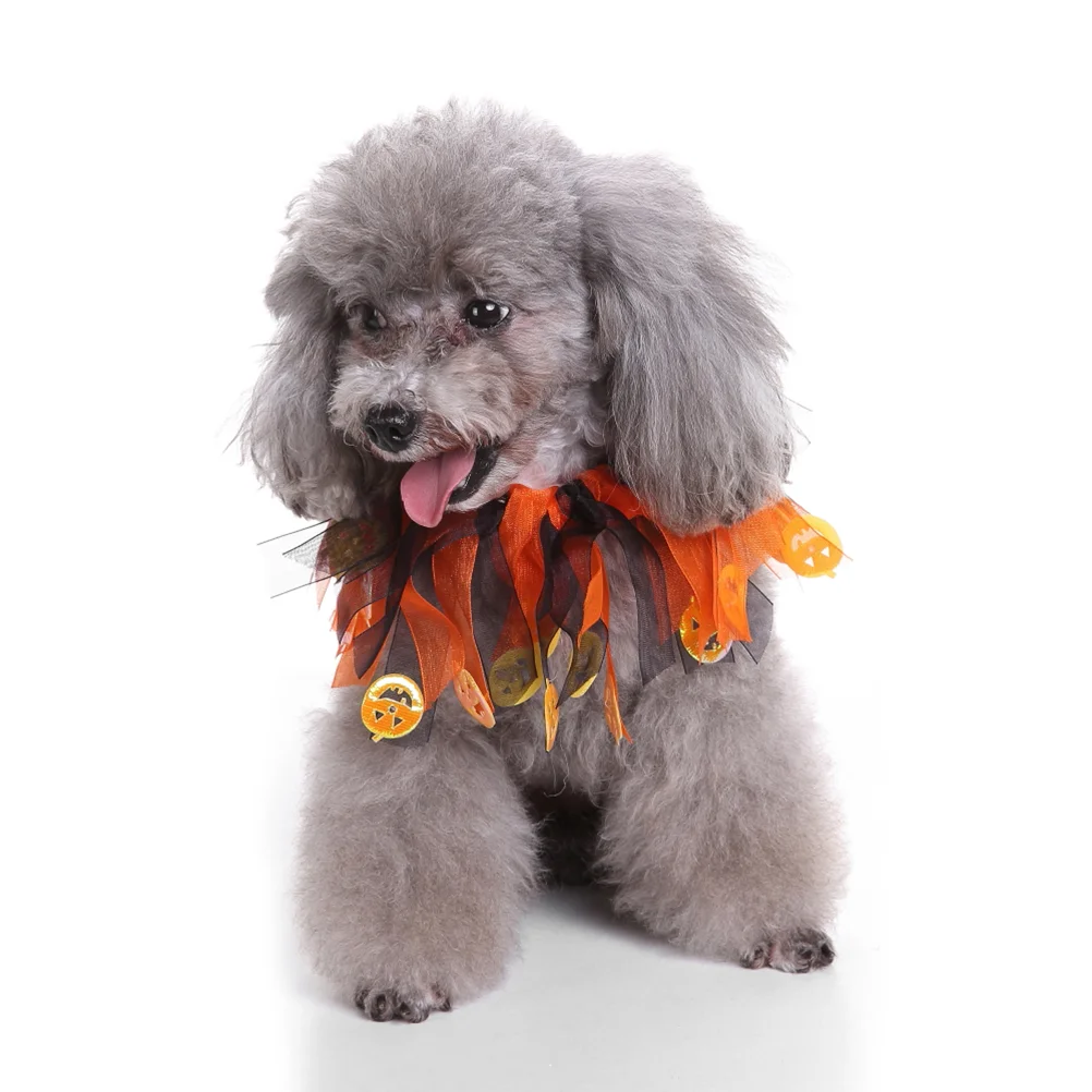 2 Pcs Polyester Pet Collar Dog Halloween Birthday Necklace Decorative Elastic Circular