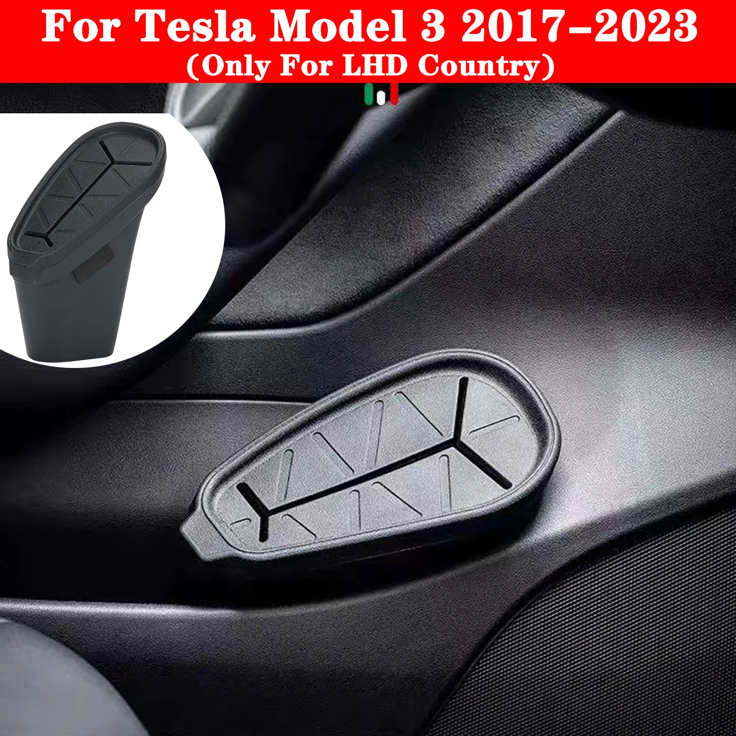 For Tesla Model 3 2023-2017 Garbage Can Bin, Side Door Storage Box Organizer Trash Can (Only Left Front Side Door)