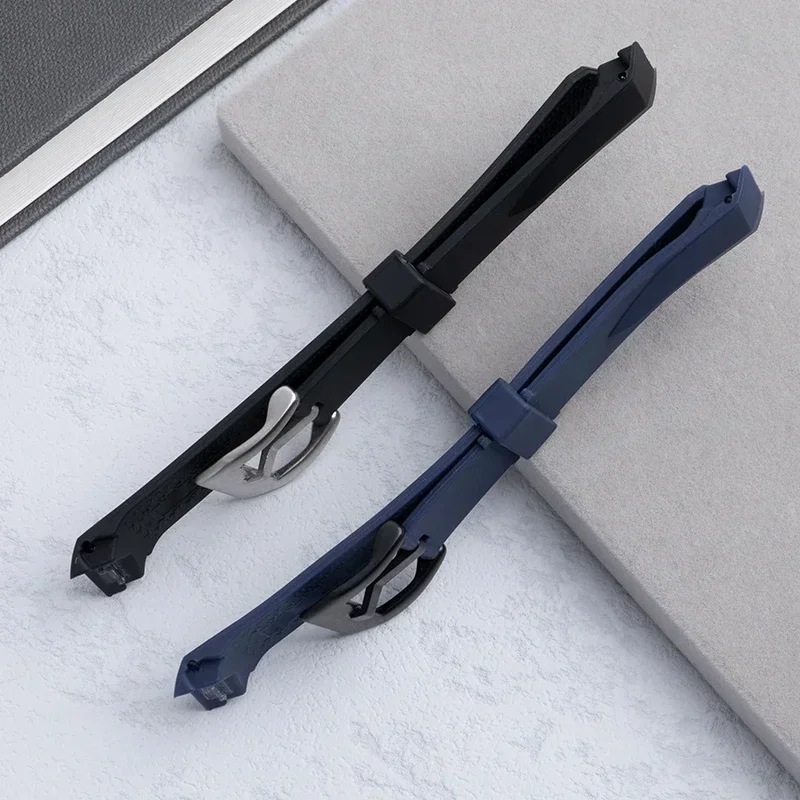 جديد لينة المطاط الأسود الأزرق حزام الساعات ل كوروم حزام كأس ADMIRAL منحني نهاية Wacth الفرقة معصمه سوار 22 مللي متر دبوس مشبك