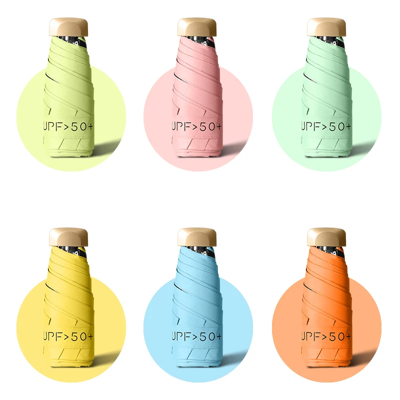 Mini ombrellone da esterno Protezione UV Ombrello parasole pieghevole ultraleggero a cinque pieghe