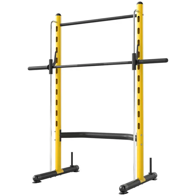 

Soozier Squat Rack with Pull Up Bar and Barbell Bar Adjustable Bench Press Multi-Function Weight Lifting Half Rack, Yellow