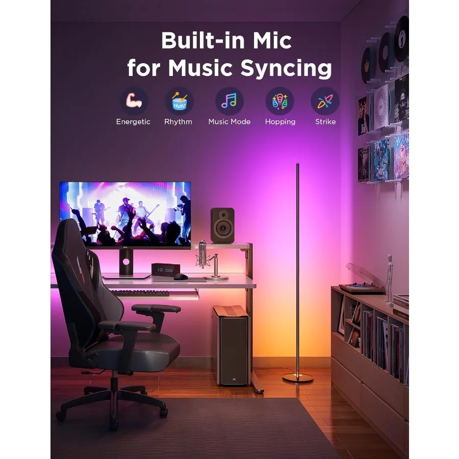 RGBIC Floor Lamp Basic LED Corner Lamp Works with Alexa 1000 Lumen Smart Modern Floor Lamp with Music Sync and 16 Million DIY C image 4