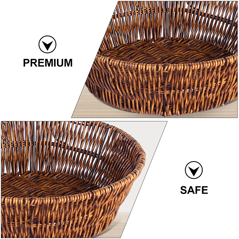 

1pc Retro Rattan Woven Fruit Basket Light Brown Eco-Friendly Household Storage Kitchen Snack Organizer Vintage Home