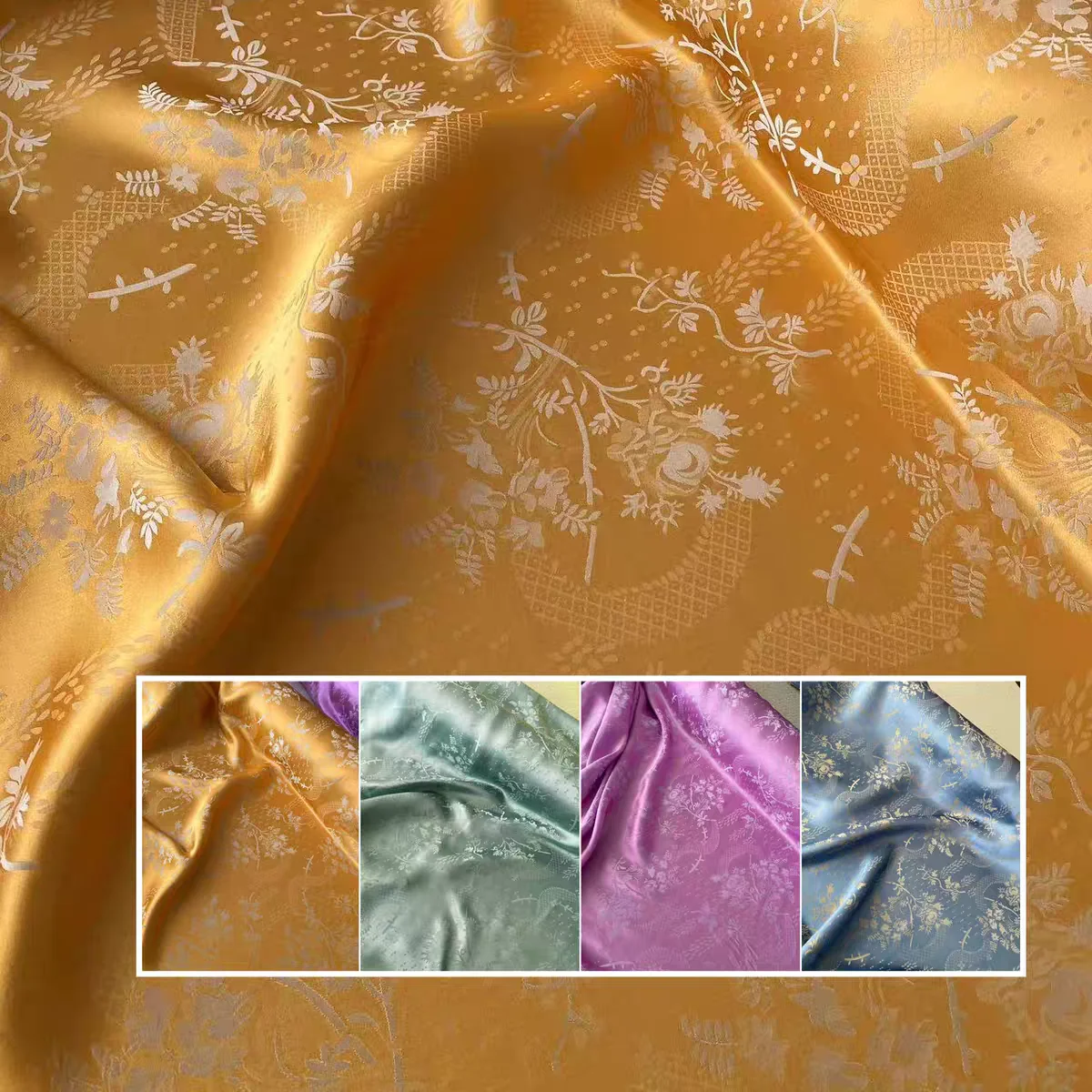 Amazing High Quality Popular Floral Silk Jacquard Fabric Perfect for Clothes Cheongsam Women's Dresses