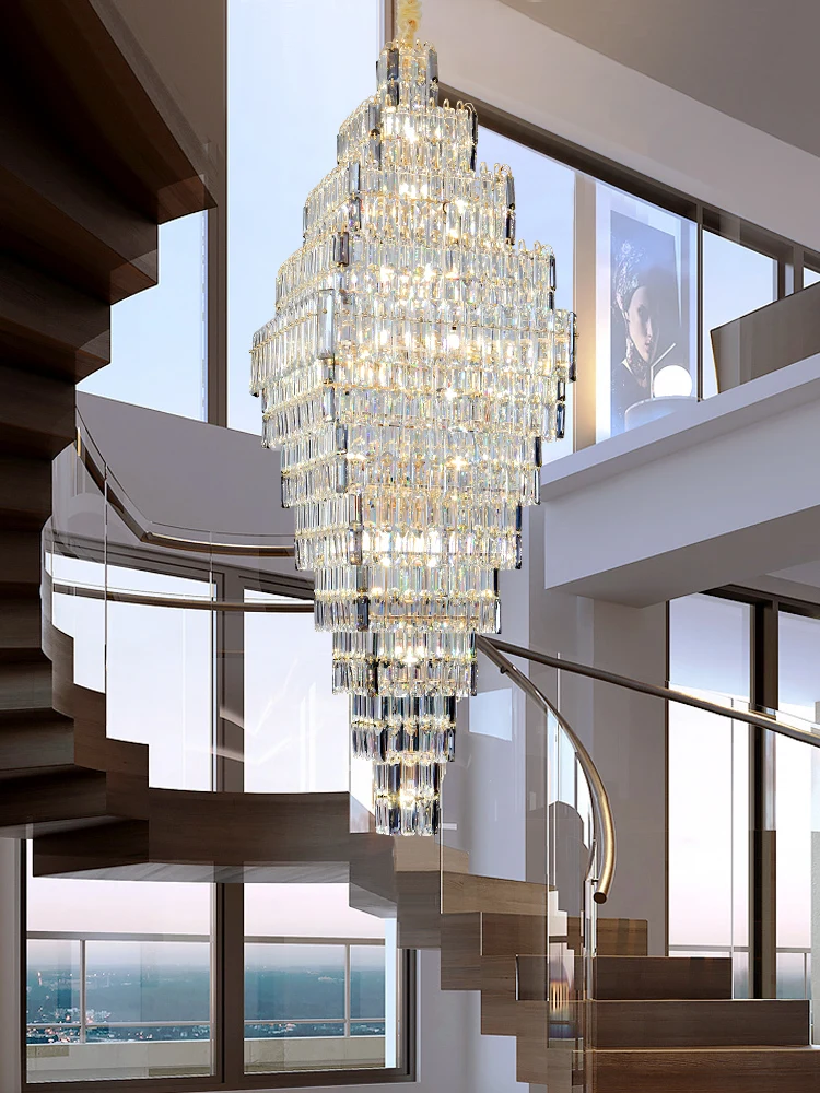 

Hotel Hall Villa Unique Design Good Quality Customized Luxury Led Gold K9 Crystal Modern Chandelier Light Pendant Lighting