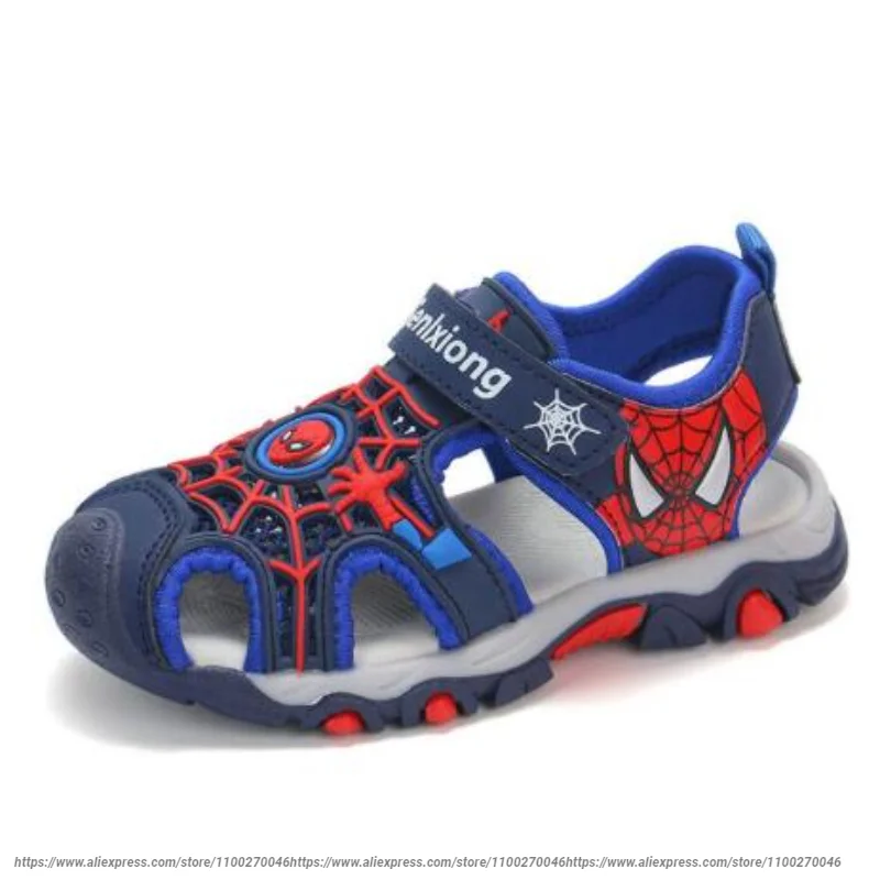 Disney Summer Cartoon Kids Sandal Toddler Boys Spiderman Sandals Orthopedic Sport Pu Leather Baby Boys Blue Red Beach Sandals