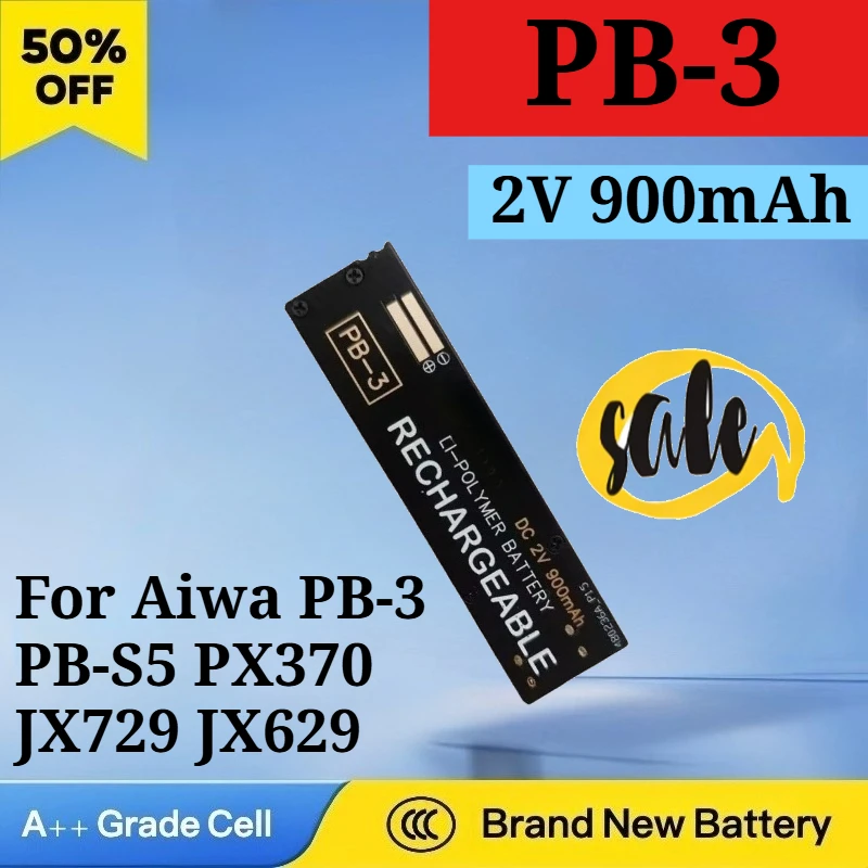 Magnetic Tape Drive Lithium Battery for Aiwa PB-3 PB-S5 PX370 JX729 JX629 JX819 JX505 Cassette Player Walkman Battery 2V 900mAh
