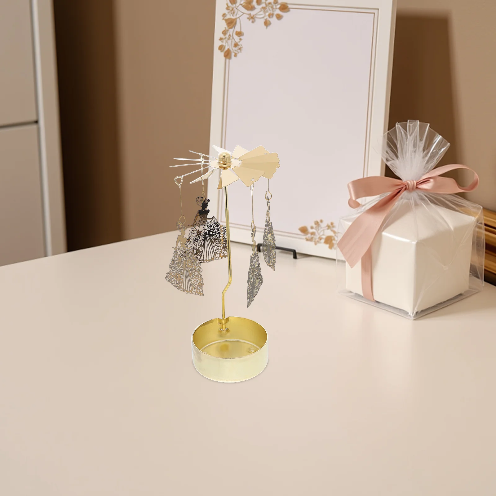 Elegant Metal Rotating Holder Mesmerizing Spin Christmas Valentine's Day Desktop Decoration Iron Candlestick Ornaments - Image 5
